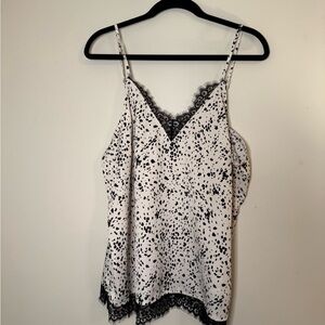 A New Day Black and White Asymmetrical Lace Camisole